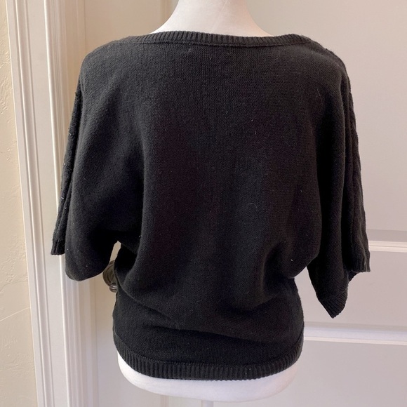 New York and Company Sweater Womens Black Sequins Dolman Sleeve Festive Sz XS - Picture 2 of 9